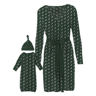 KicKee Pants Womens Print Maternity/Nursing Robe and Layette Gown Set - Mountain View Reindeer