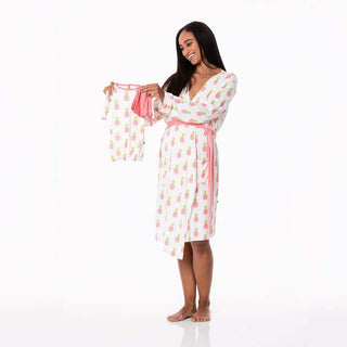KicKee Pants Womens Print Maternity/Nursing Robe and Layette Gown Set - Strawberry Pineapples