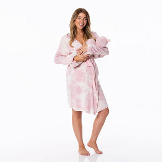 KicKee Pants Women's Print Mid Length Lounge Robe & Layette Gown Set - Baby Rose Tie Dye