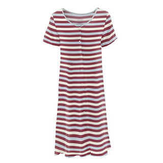 KicKee Pants Womens Print Nursing Nightgown - Playground Stripe