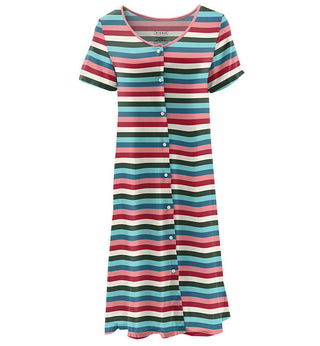 KicKee Pants Womens Print Nursing Nightgown - Snowball Multi Stripe