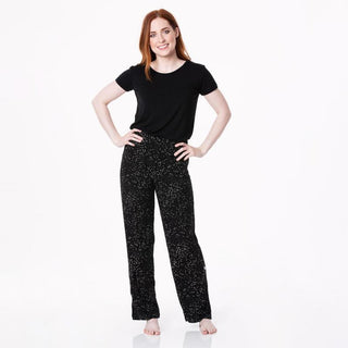 KicKee Pants Womens Print Short Sleeve Loosey Goosey Tee and Pajama Pants Set - Midnight Constellations