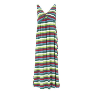 KicKee Pants Womens Print Simple Twist Nightgown - 2020 Multi Stripe