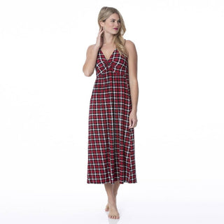 KicKee Pants Womens Print Simple Twist Nightgown - Crimson 2020 Holiday Plaid