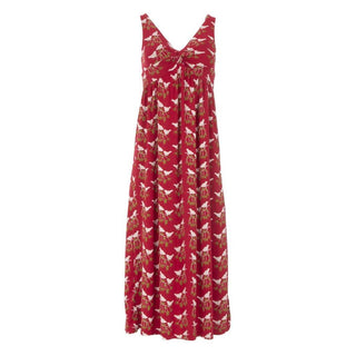 KicKee Pants Womens Print Simple Twist Nightgown - Crimson Kissing Birds