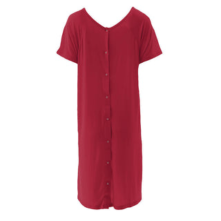 KicKee Pants Womens Solid Labor and Delivery Hospital Gown - Crimson