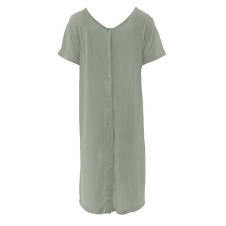 KicKee Pants Womens Solid Labor and Delivery Hospital Gown - Silver Sage