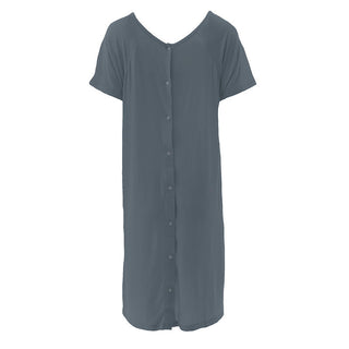 KicKee Pants Womens Solid Labor and Delivery Hospital Gown - Slate