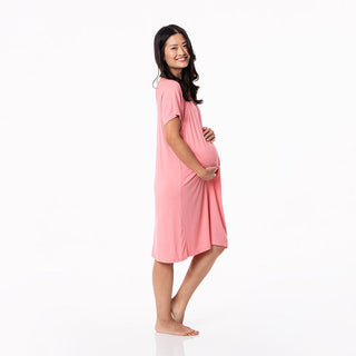 KicKee Pants Womens Solid Labor and Delivery Hospital Gown - Strawberry