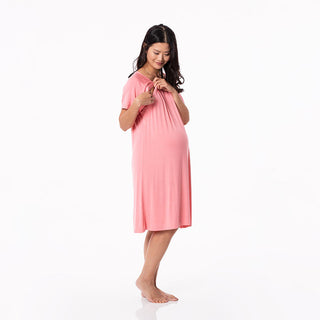 KicKee Pants Womens Solid Labor and Delivery Hospital Gown - Strawberry