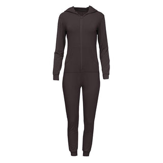 Women's Solid Bamboo Long Sleeve Jumpsuit with Hood - Midnight Jumpsuits & Rompers