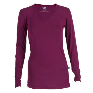 KicKee Pants Womens Solid Long Sleeve One Tee, Orchid
