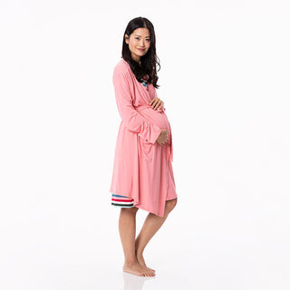 KicKee Pants Womens Solid Maternity/Nursing Robe - Strawberry