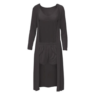 Women's Solid Bamboo Sleeping Bra, Tulip Shorts and Duster Robe Set - Midnight (15ANV) KicKee Pants Size: S