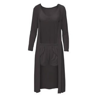 Women's Solid Bamboo Sleeping Bra, Tulip Shorts and Duster Robe Set - Midnight (15ANV) KicKee Pants Size: S