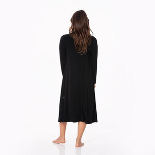 KicKee Pants Womens Solid Sleeping Bra, Tulip Shorts and Duster Robe Set - Midnight 15ANV