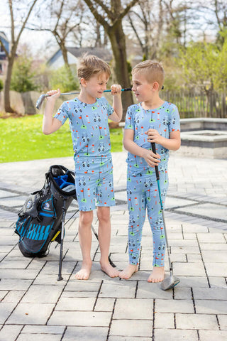 Kiki and Lulu Boys Short Sleeve Pajama Set with Shorts - Blue Golf