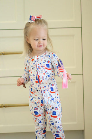 Kiki and Lulu Convertible Footie Romper - Fourth of July