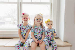 Kiki and Lulu Girls Ruffle Short Sleeve Pajama Set with Shorts - Girl Stickers