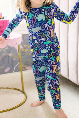 Toddler Bamboo Long Sleeve Pajama Set - Safari Baby & Toddler Sleepwear Kiki and Lulu Size: 2T