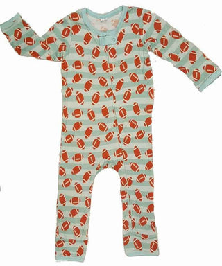 Romper Coverall - Footballs Baby & Toddler Sleepwear Kozi and Co. Size: 3-6 Months