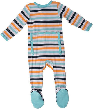 Kozi and Co. Boy's Footie with Snaps - Boy Adventure Stripe