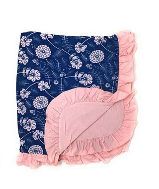 Double Layered Ruffle Stroller Swaddling Blanket - Blossoms Swaddling Blankets
