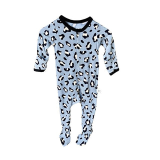 Kozi and Co Footie Pajama with Zipper - Leah Leopard Gray