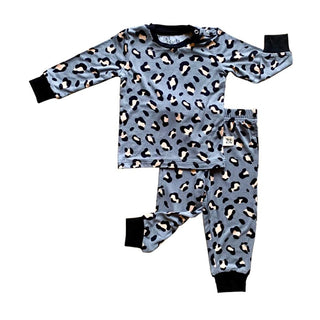 Kozi and Co Long Sleeve Pajama Sets - Leah Leopard Gray