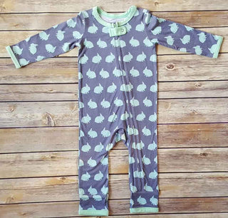 Kozi and Co Print Coverall Romper - Bunny Hop