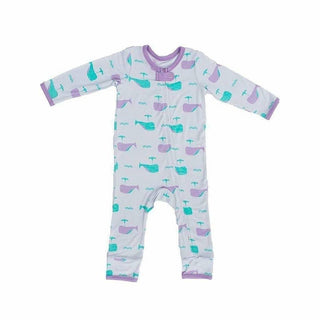 Print Coverall Romper - Orchid Whale Kozi and Co. Size: 3-6 Months