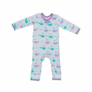 Print Coverall Romper - Orchid Whale Kozi and Co. Size: 3-6 Months