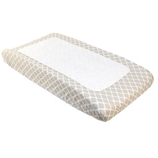 Kushies Ben & Noa Cotton Percale Changing Pad Cover - Linen Lattice