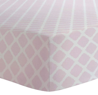 Kushies Girl's Ben & Noa Cotton Flannel Crib Sheet - Pink Lattice