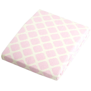 Kushies Girls Cotton Flannel Fitted Crib Sheet, Pink Lattice - One Size