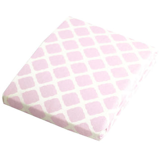 Kushies Girl's Cotton Flannel Playard Sheet - Pink Lattice