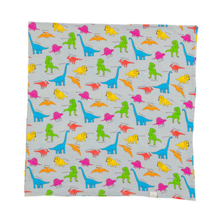 Macaron and Me Baby Swaddle Blanket, Neon Dinos - One Size