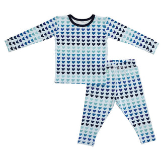 Macaron and Me Long Sleeve Pajama Set - Blue Ombre Hearts