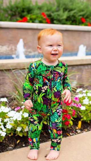Muse Threads Boy's Convertible Footie Romper - Macaw Jungle