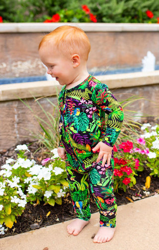 Muse Threads Boy's Convertible Footie Romper - Macaw Jungle