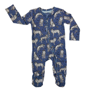 Muse Threads Footie Pajamas with Zipper - Night Wolves