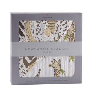 Newcastle Classics Hungry Giraffe and Animal Print Bamboo Muslin Nursery Blanket