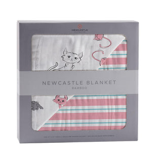 Newcastle Classics Playful Kitty and Candy Stripe Bamboo Muslin Nursery Blanket