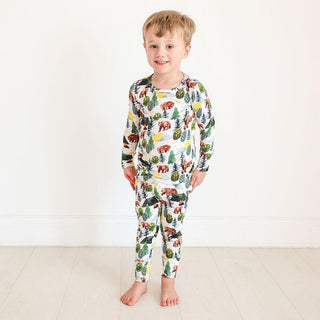 Boy's Bamboo Long Sleeve Pajama Set, Archer (Bears) Posh Peanut Size: 6-12 Months