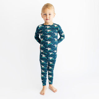 Posh Peanut Boys Long Sleeve Pajama Set - Yeti Snowboarding