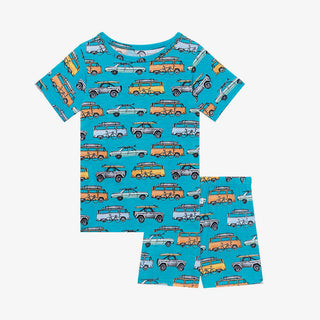 Posh Peanut Boys Short Sleeve Loungewear Pajama Set with Shorts - Marino
