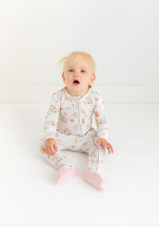 Posh Peanut Girl's Bamboo Convertible Footie Romper - Clemence (Floral)