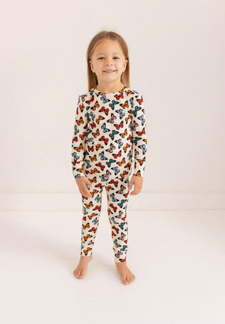 Posh Peanut Girl's Bamboo Long Sleeve Pajama Set - Larisa (Butterflies)