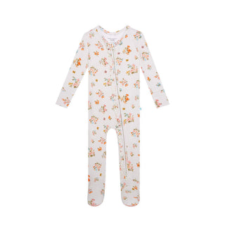 Posh Peanut Girl's Bamboo Ruffle Footie with Zipper - Clemence (Floral)
