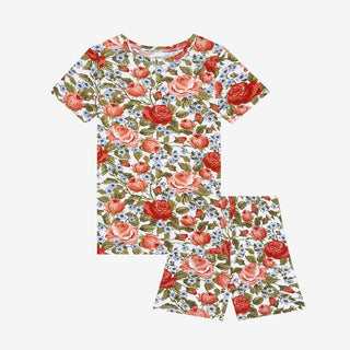 Girl's Bamboo Basic Short Sleeve Pajama Set with Shorts - Alma (Floral) Baby & Toddler Sleepwear